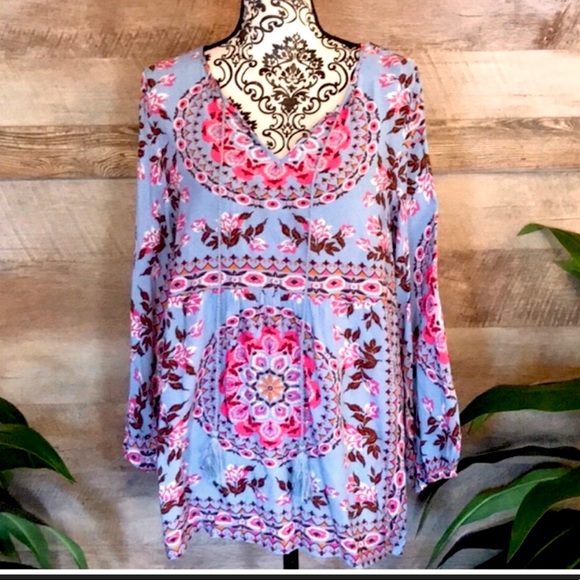 Anthropologie Tops - Entro- Anthropologie Indi Print Boho Tunic